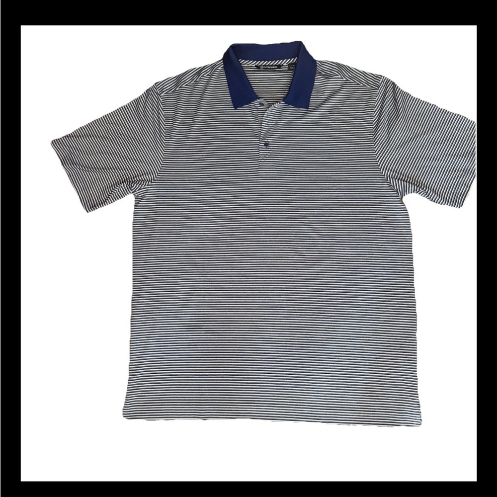 Cutter & Buck Men’s Blue and White Striped Golf Polo Size XLT EUC
